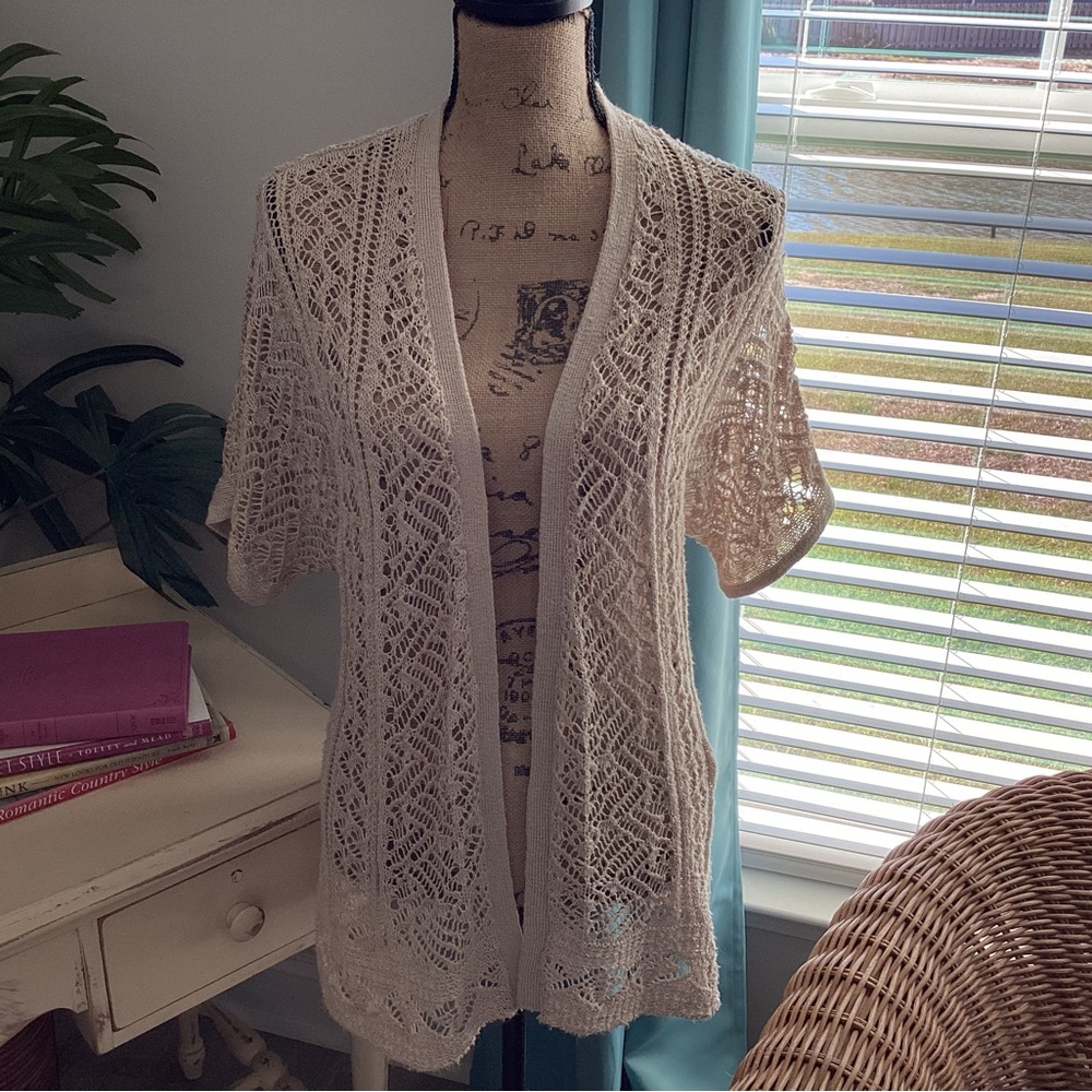 Lety & Me Lace Open-Front Cardigan